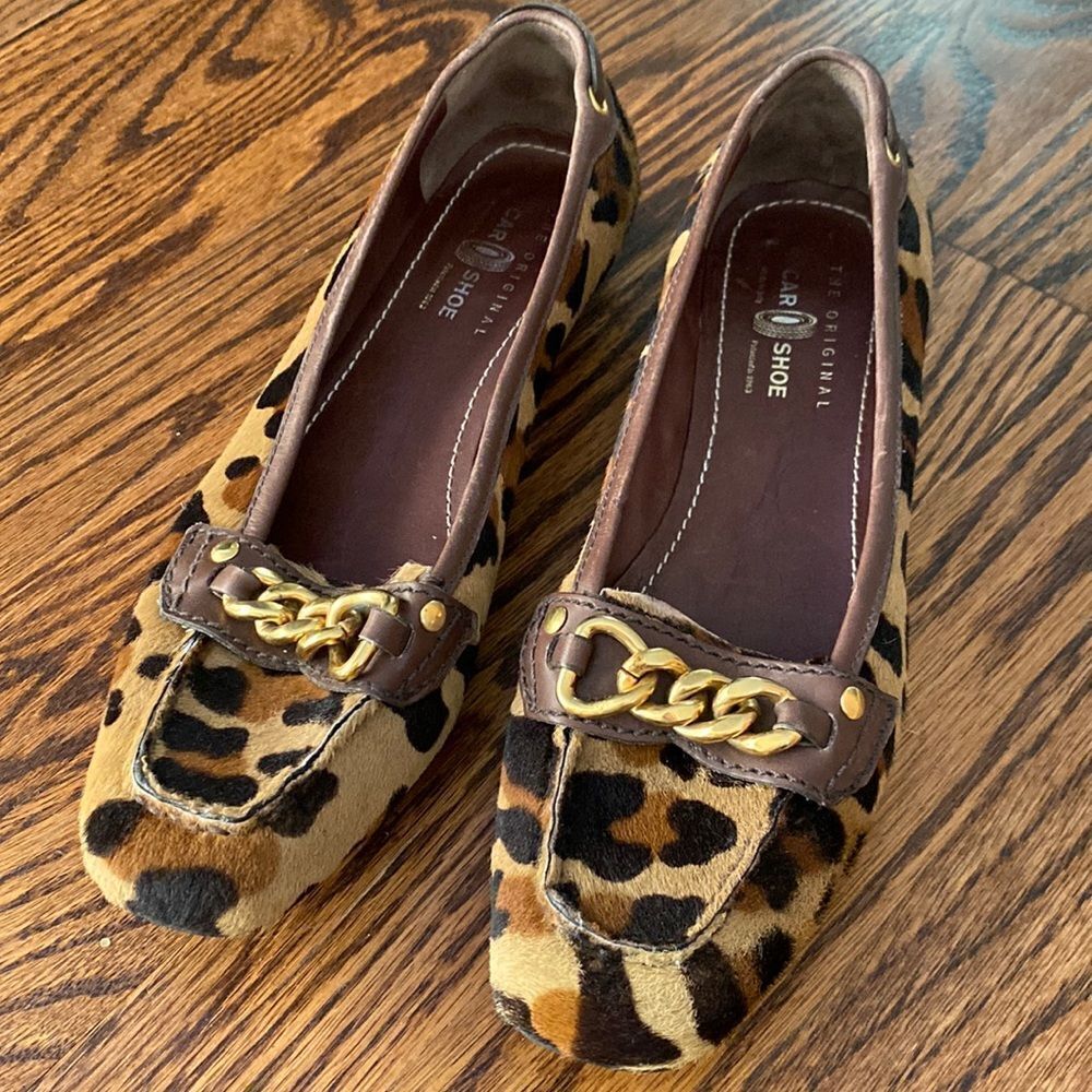 The Original Car Shoe by Prada Women’s Fux Leopard Print Pumps Size 37.5/7.5